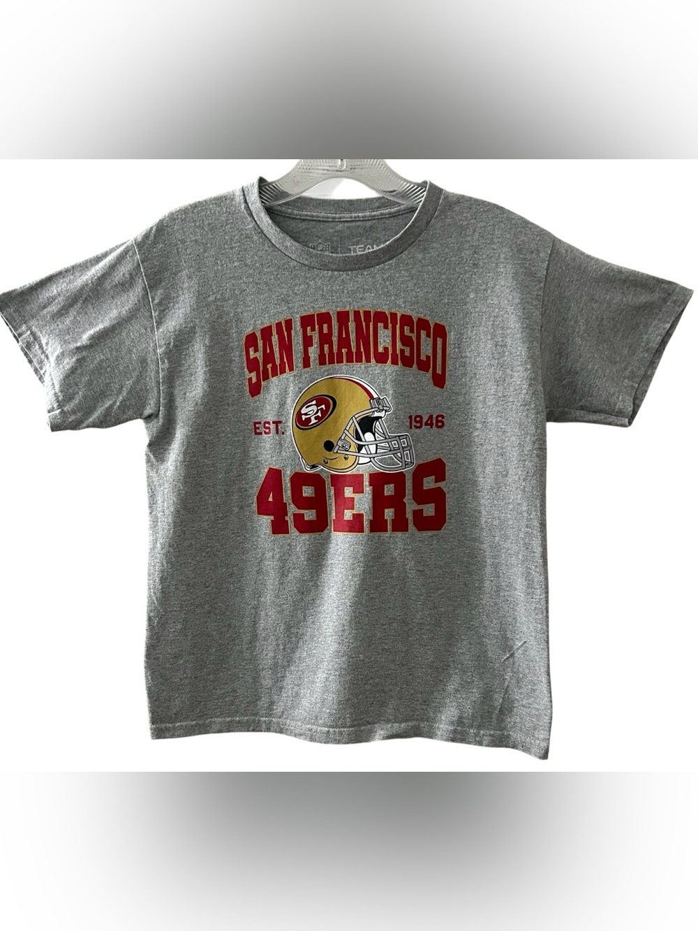 NFL Team Apparel San Francisco 49ers Gray Crewneck T-shirt Size Medium